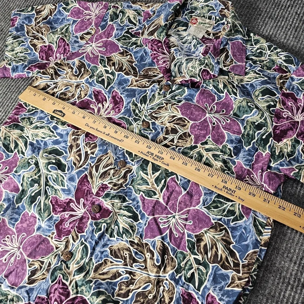 Hilo Hattie Shirt Mens Large Multicolor Hawaiian Floral Aloha Button Front - Picture 7 of 10